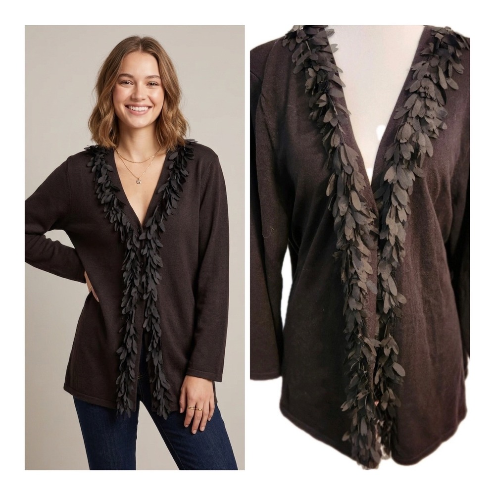 VTG 90s Granny Core Coquette Cardigan Sweater ART Academia Whimsigoth Size XL